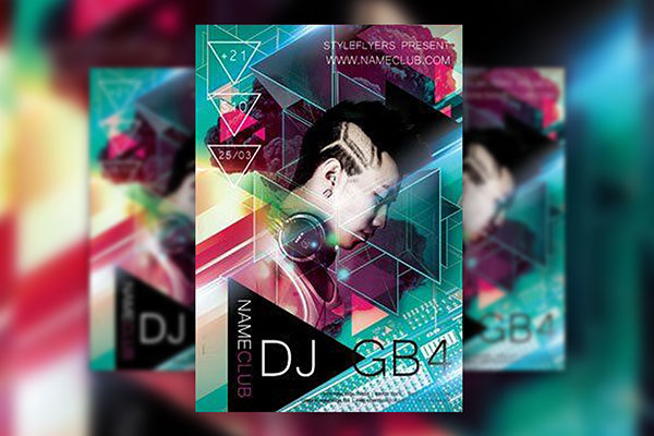 Modern Geometrical DJ Flyer Template FREE PSD