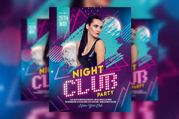Modern Night Club Party Flyer Template FREE PSD