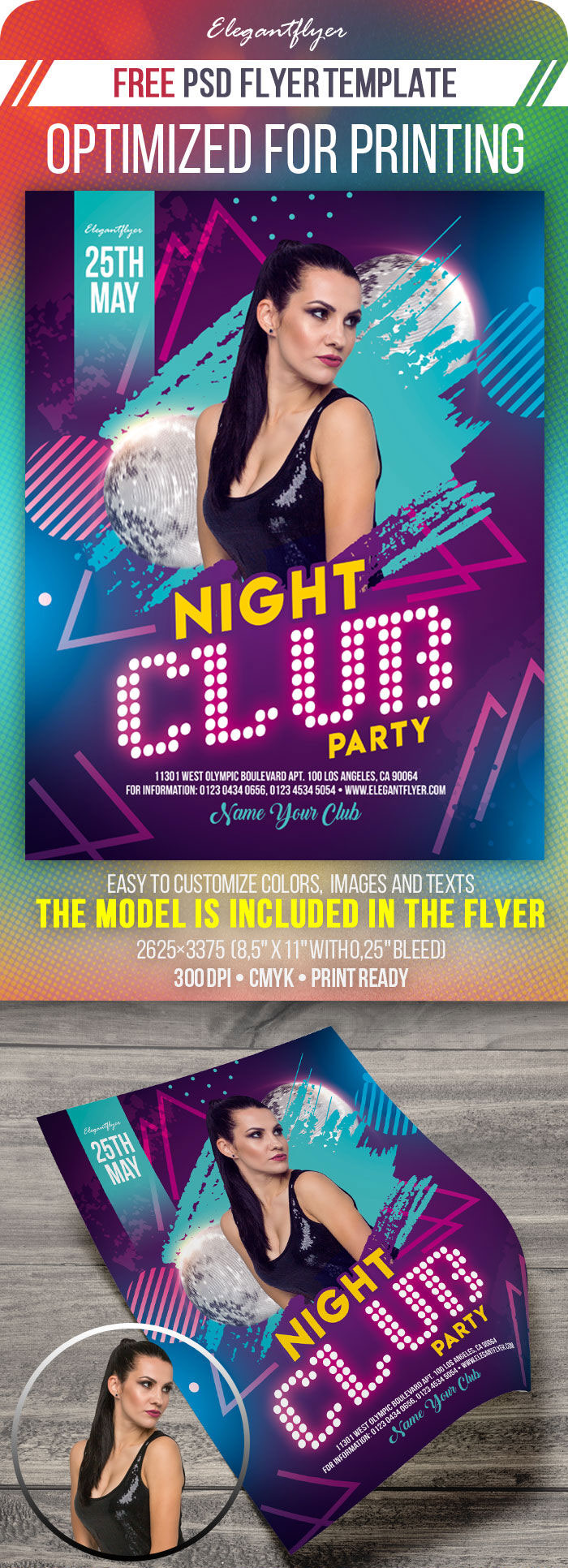Modern Night Club Party Flyer Template FREE PSD