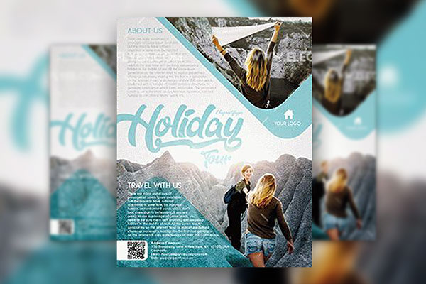 Modern Photo Holiday Tour Flyer and Facebook Cover Template FREE PSD