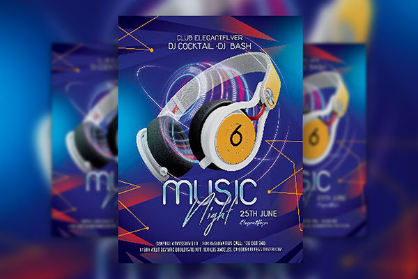 Modern Playful Music Night Flyer Template FREE PSD