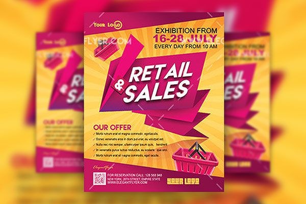 Modern Shopping Basket Retail Sale Flyer and Facebook Cover Template FREE PSD