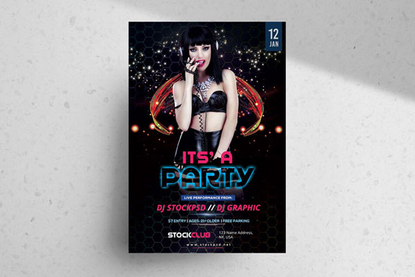 Modern Sparkly Music Event Flyer Template FREE PSD