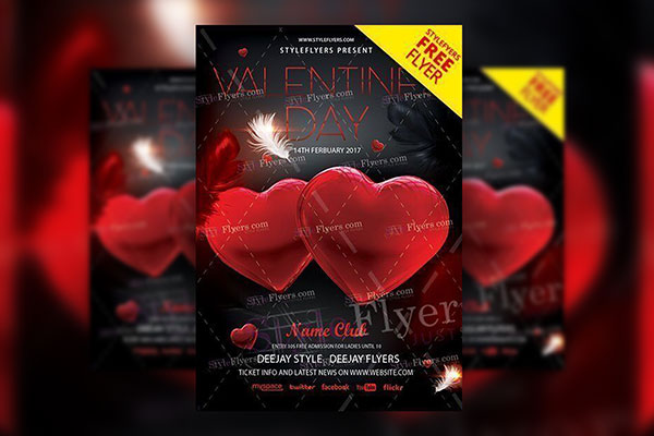 Modern Valentine's Day Party Flyer Template FREE PSD