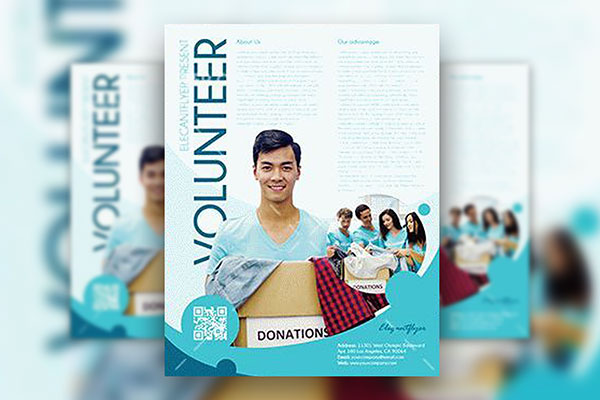 Modern Volunteer Flyer and Facebook Cover Template FREE PSD