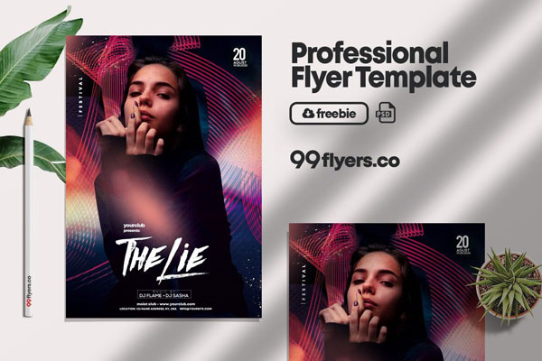 Neon and Dark Night Club Flyer Template FREE PSD