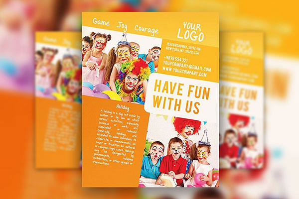 Orange Modern Kids Holiday Flyer Template Free Download | Resource Boy