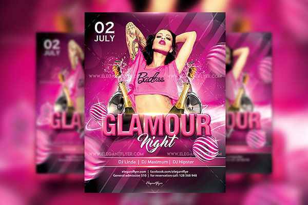 Pink Futuristic Party Flyer and Facebook Cover Template FREE PSD