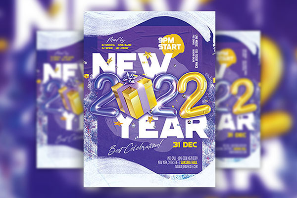 Purple New Year Flyer Template FREE PSD