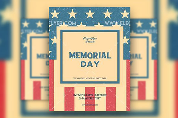 Retro and Square Memorial Day Flyer Template Plus a Facebook Cover FREE PSD