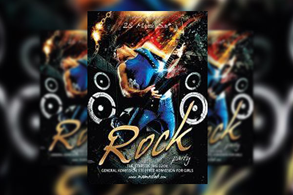 Retro Rock Party Flyer Template FREE PSD
