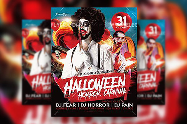Scary Modern Halloween Flyer and Facebook Cover Templates FREE PSD