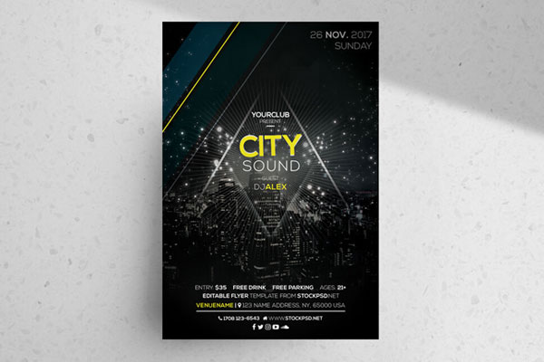 Sparkly Urban Music Event Flyer Template FREE PSD