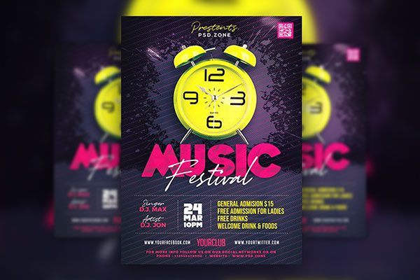 Splash, Modern Music Event Flyer Template FREE PSD