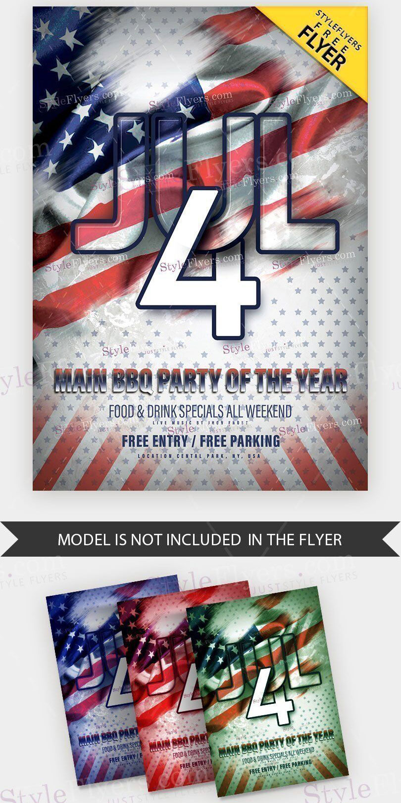 Starry 4th of July Flyer Template FREE PSD