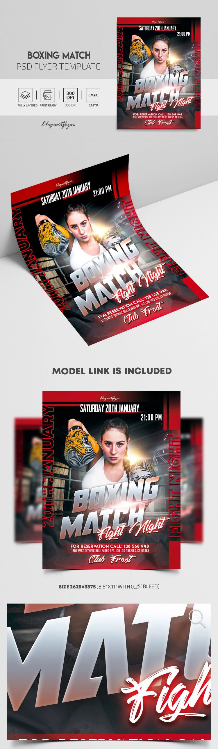 Stylish Glitter Boxing Match Flyer Template Free Download | Resource Boy