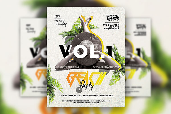 Tropical Beach Party Flyer Template FREE PSD