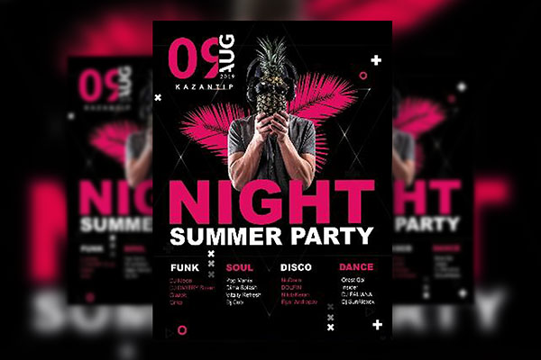 Tropical Bold Modern Summer Night Party Flyer Template FREE PSD