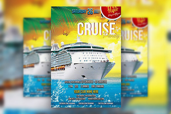 Tropical Cruise Party Flyer and Facebook Cover Template (FREE ...