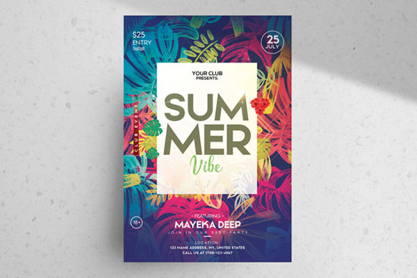 Tropical Summer Flyer Template with Palm Trees (FREE) - Resource Boy