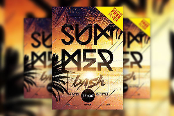 Tropical Modern Summer Party Flyer Template FREE PSD