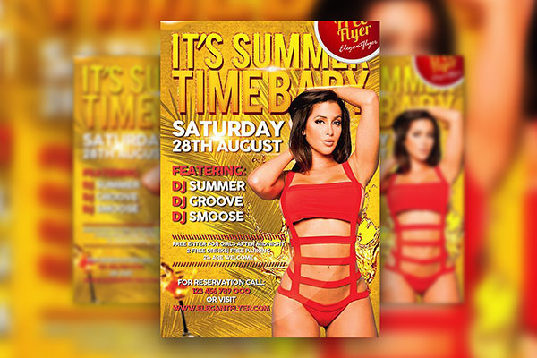 Tropical Sunset Summer Party Flyer and Facebook Cover Template FREE PSD