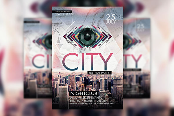 Urban Bold Festival and Club Party Flyer Template FREE PSD