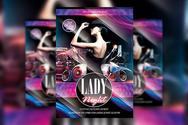 Urban Border Circle Ladies' Night Party Flyer Template FREE PSD