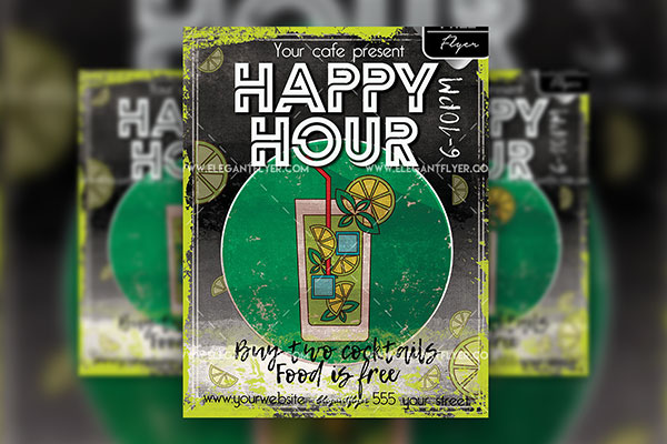 Vintage Green Cafe Flyer and Facebook Cover Template FREE PSD