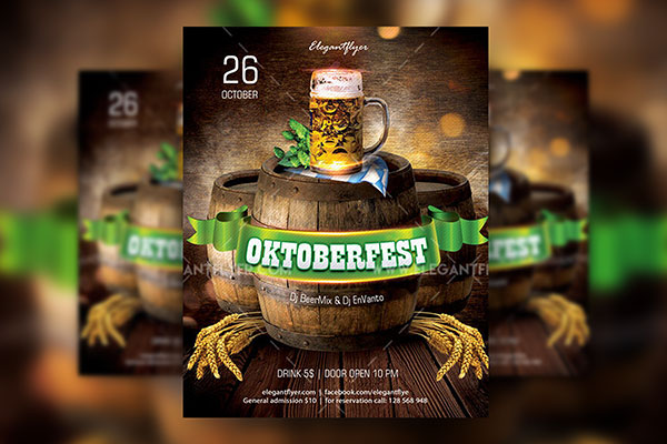 Wooden Beer Oktoberfest Flyer and Facebook Cover Template Free Download ...