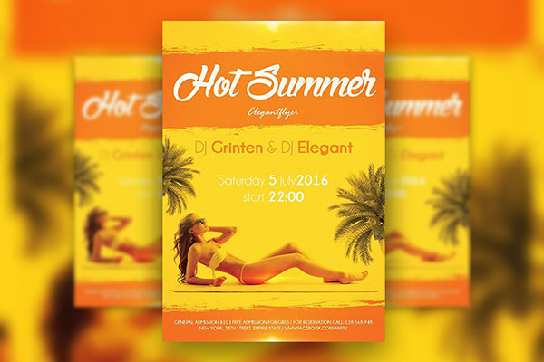 Yellow, Orange, Tropical Party Flyer Along with Facebook Cover Templates FREE PSD