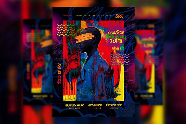 Abstract and Colorful Urban Saturday Club Flyer Template FREE PSD