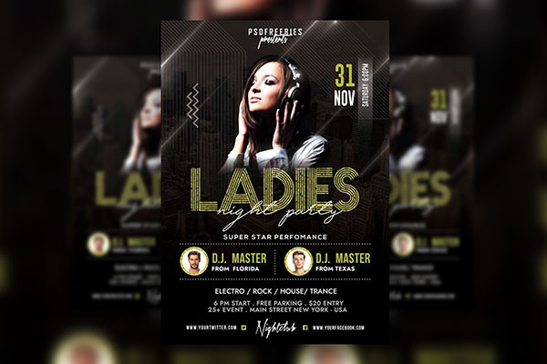 Black and Urban Ladies Night Party Flyer Template (FREE) - Resource Boy