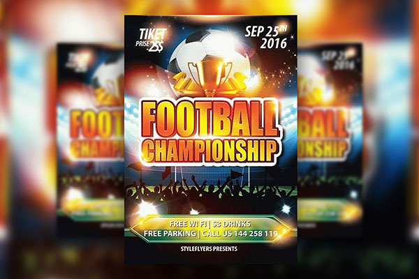 Bold and Gold Football Championship Club Flyer Template FREE PSD
