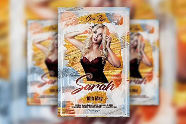 Border, Modern DJ Music Event Poster Template FREE PSD