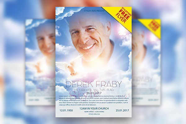 Bright and Cloudy Funeral Flyer Template FREE PSD