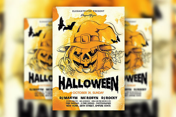 Cartoon and Scary Night Halloween Flyer Template Plus a Facebook Cover FREE PSD