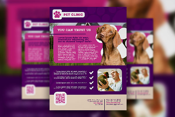 Clean Creative Infographic Pet Clinic Flyer Template FREE PSD