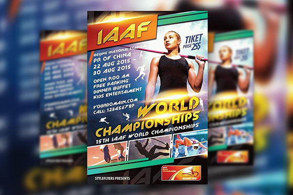 Collage and Informative IAAF World Championships Flyer Template FREE PSD