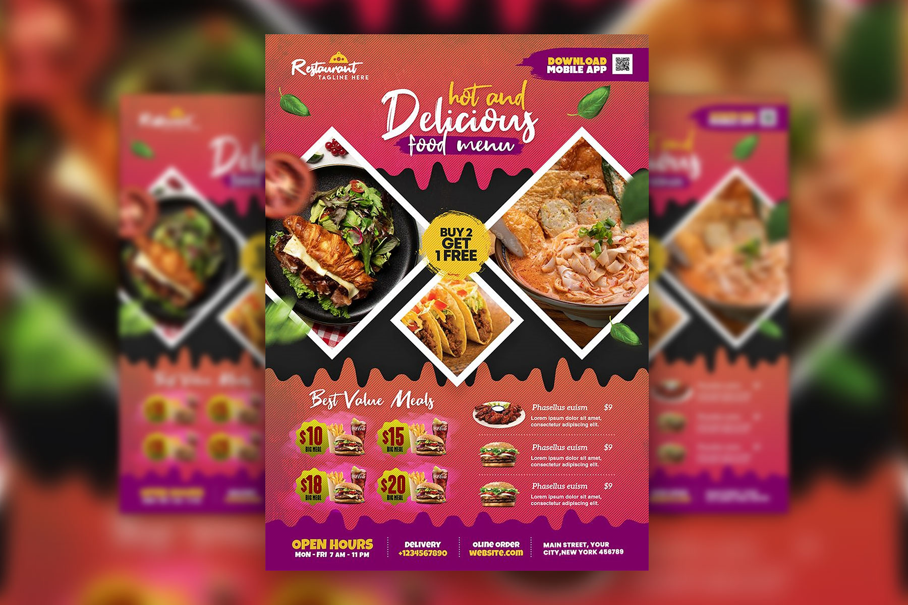Collage And Modern Restaurant Food Flyer Template Free Resource Boy 7291