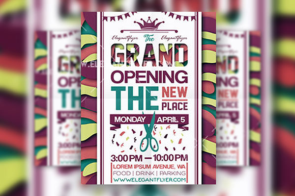Colorful Grand Opening Flyer Template and Facebook Cover FREE PSD