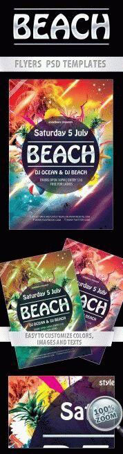 Colorful Tropical Beach Party Flyer Template FREE PSD
