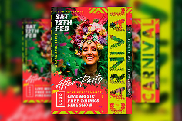 Colorful Tropical Carnival Flyer Template FREE PSD