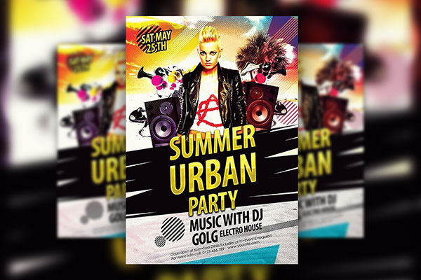 Colorful Tropical Summer Party Flyer Template FREE PSD