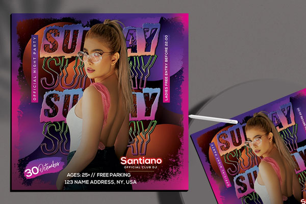 Creative and Fun Girls Club Party Instagram / Flyer Template FREE PSD