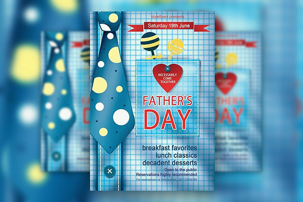 Cute Cartoon Fathers' Day Flyer template FREE PSD