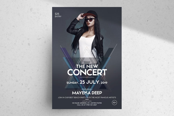 Dark Minimalistic Concert Flyer Template FREE PSD