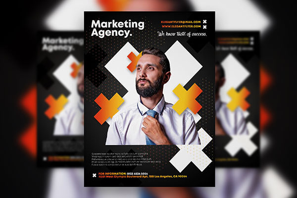 Dote and Geometric Marketing Agency Flyer Template FREE PSD