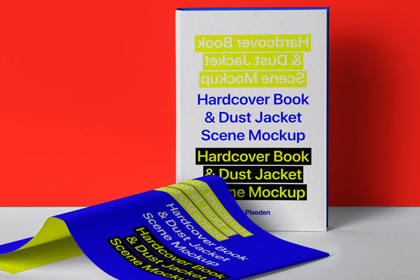 Dust Jacket and Hardcover Book Mockup from a Front View FREE PSD