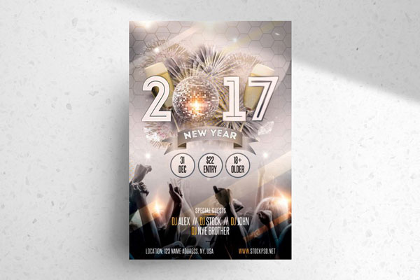 Elegant Festive New Year Party Flyer Template FREE PSD